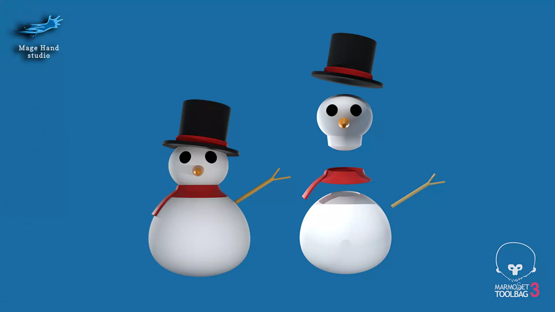 Snowman in top hat 3D print model_0