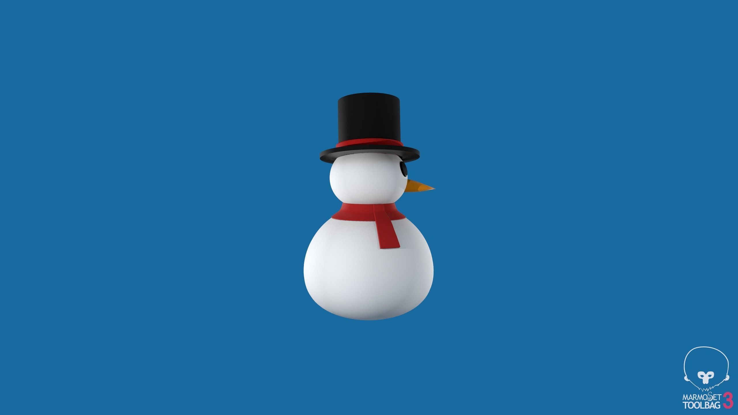 Snowman in top hat 3D print model_18