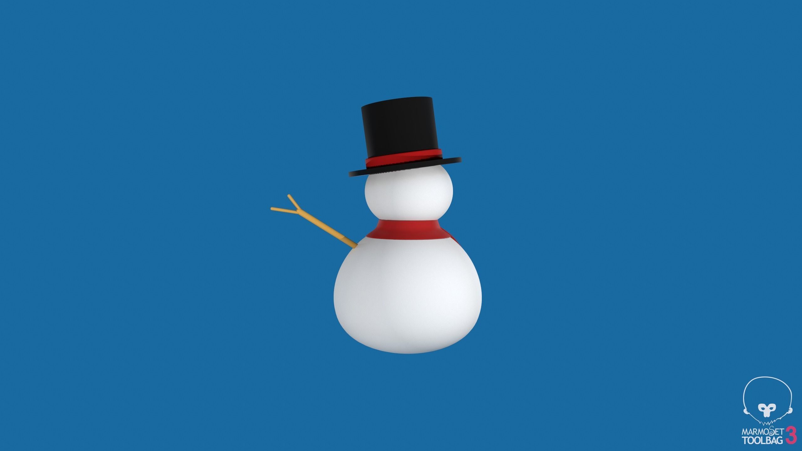 Snowman in top hat 3D print model_17