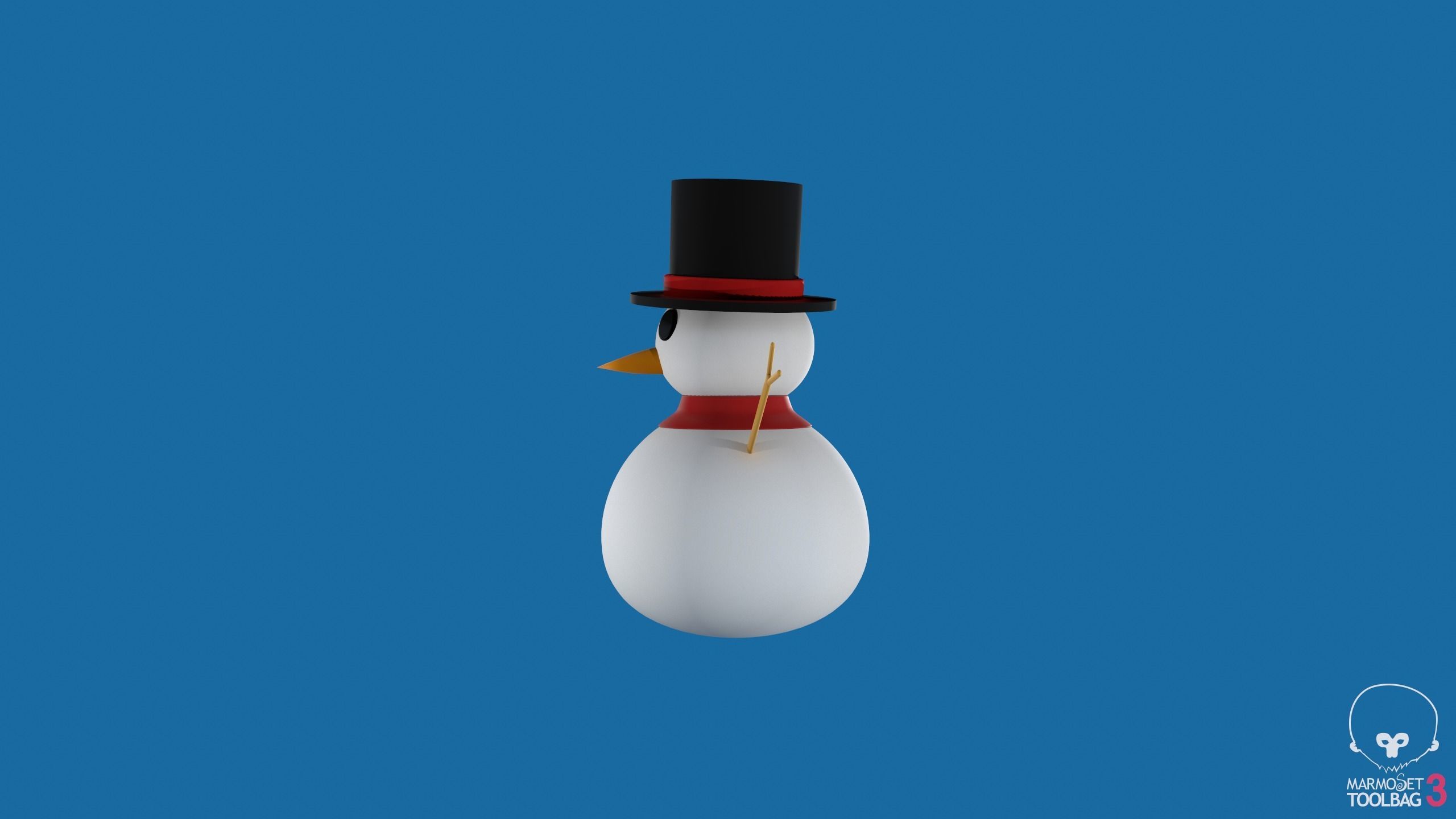 Snowman in top hat 3D print model_16