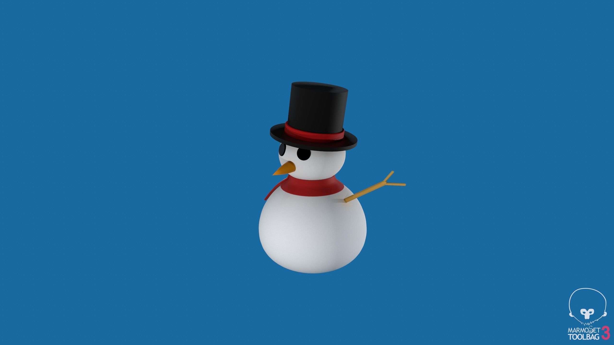 Snowman in top hat 3D print model_14