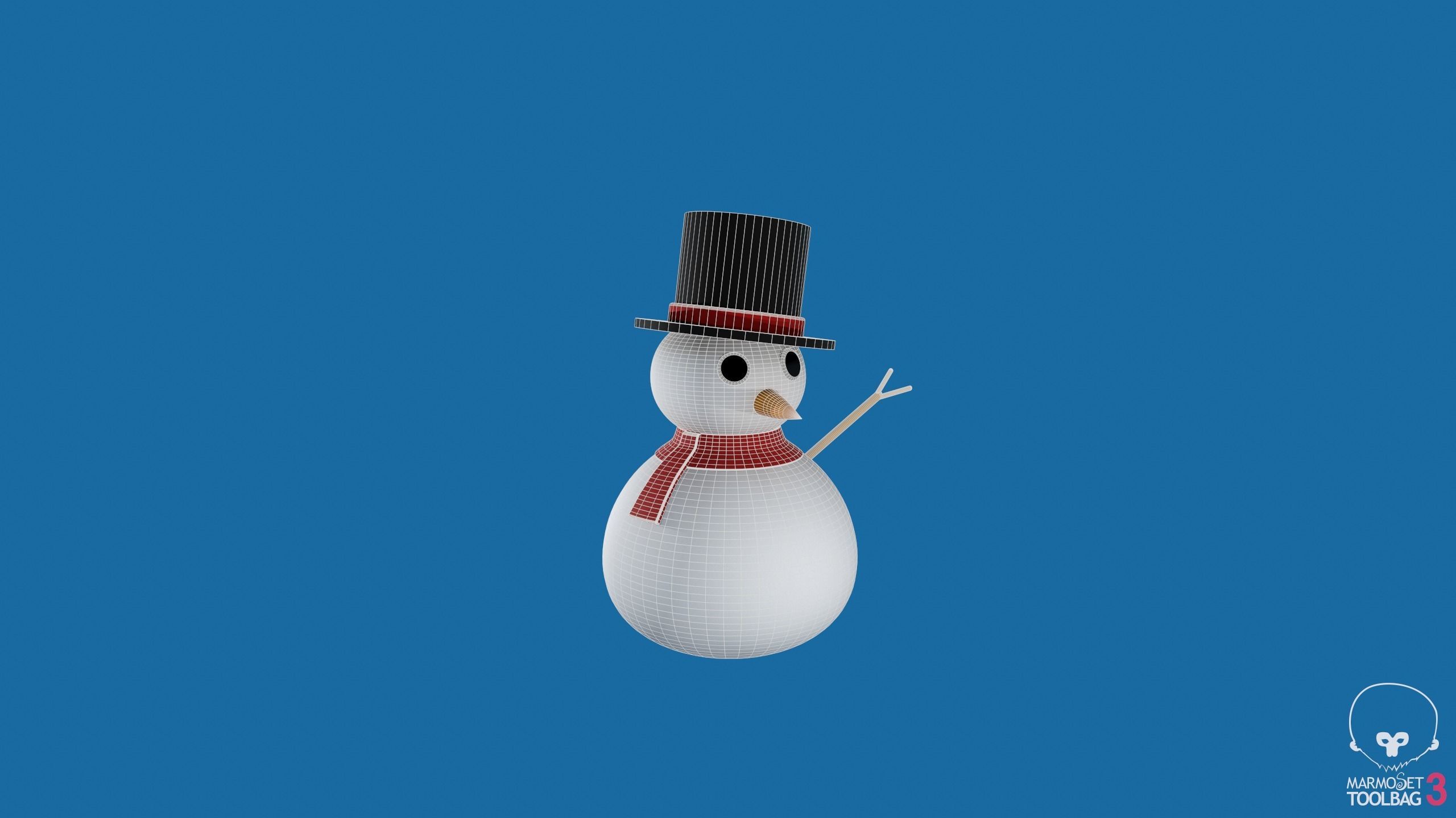 Snowman in top hat 3D print model_20
