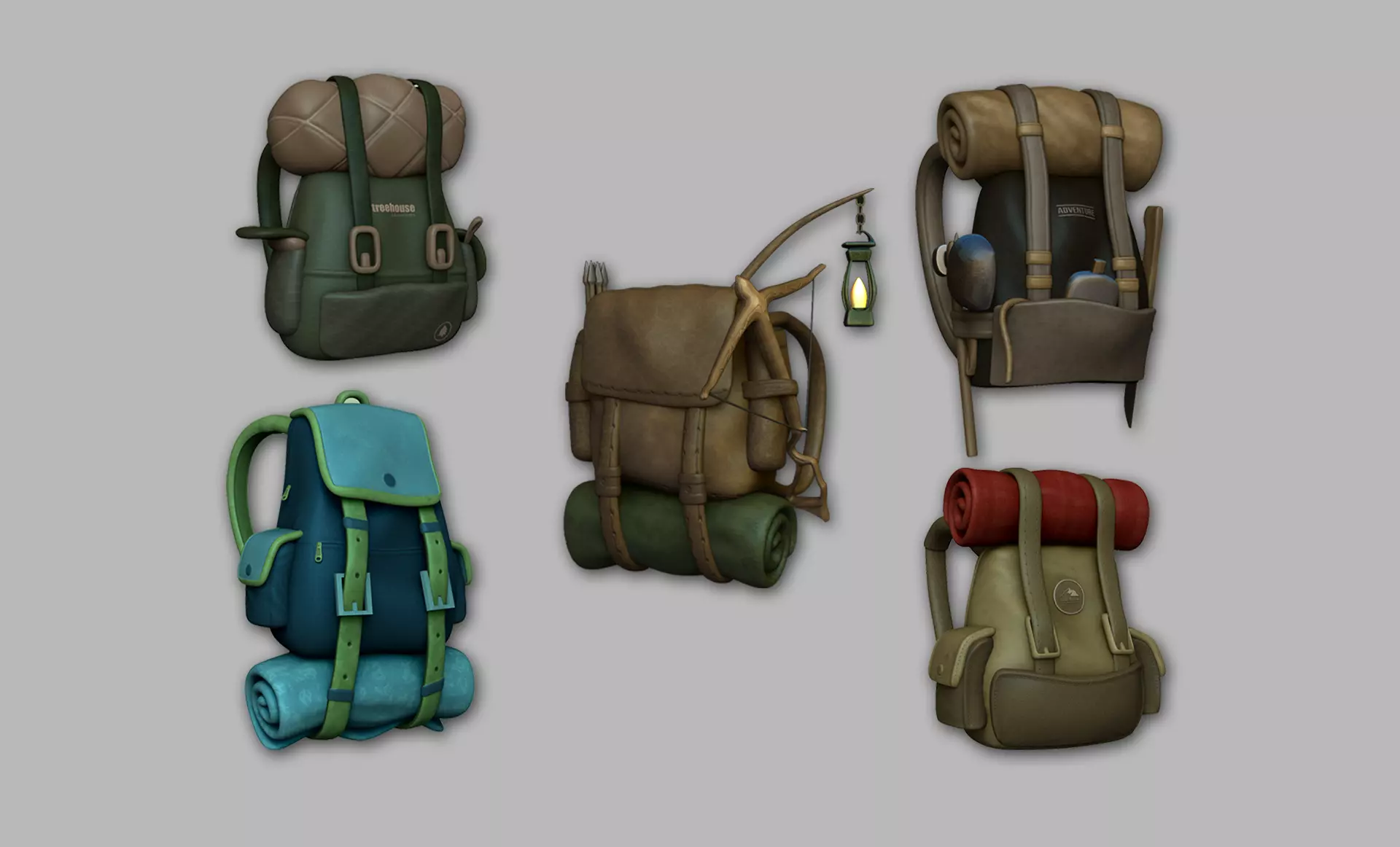 05 Adventurer Camping Backpacks 3D Model Collection_0