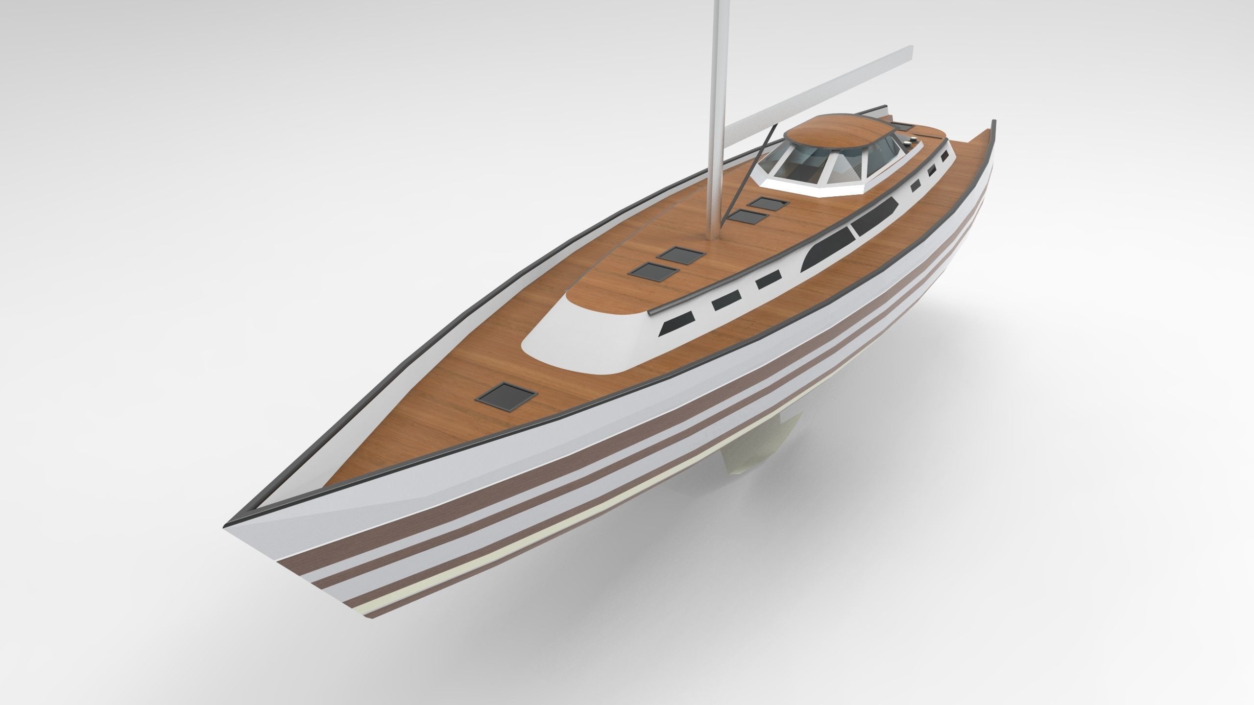 Sail boat Low-poly 3D model_4