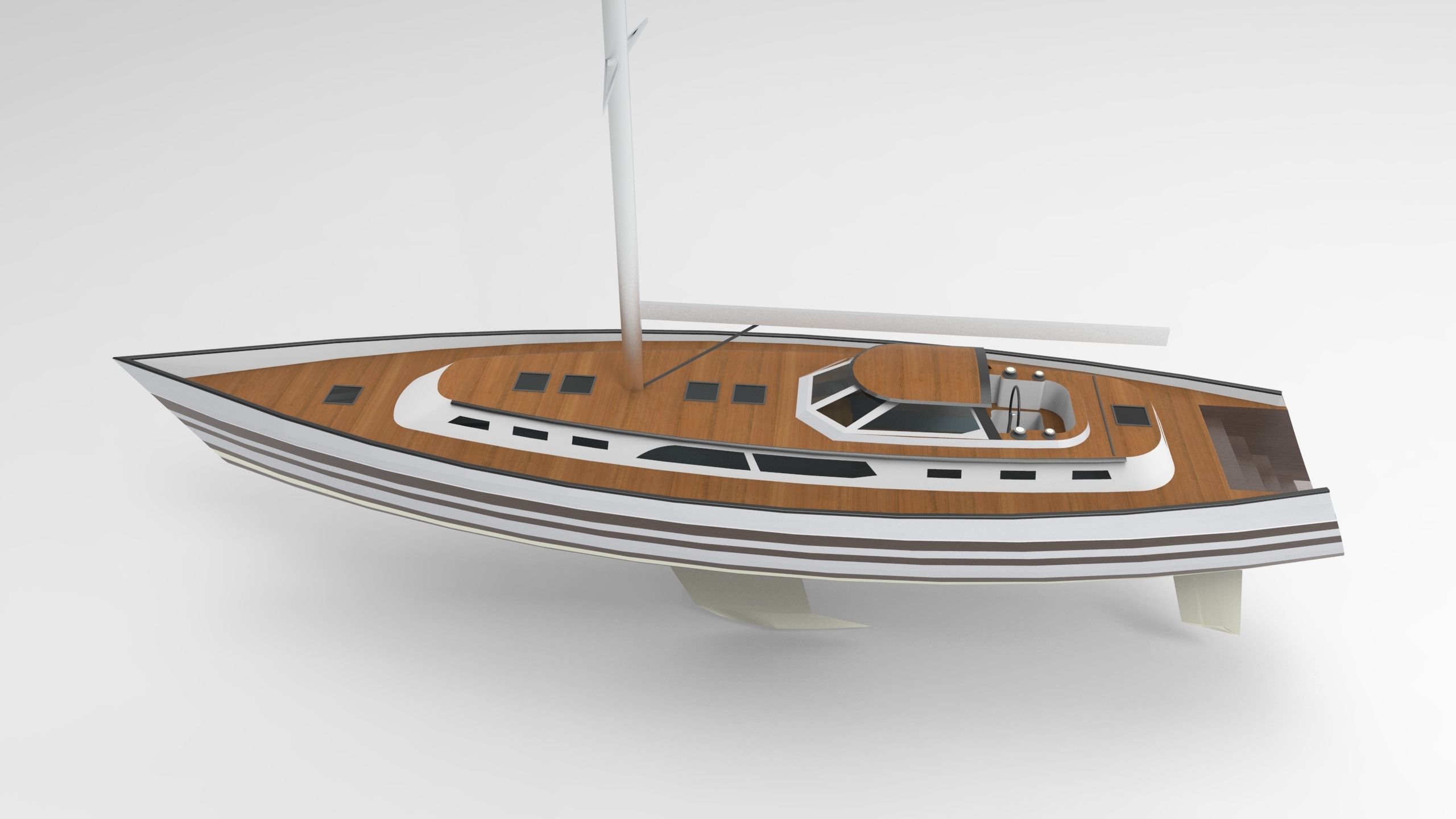 Sail boat Low-poly 3D model_5