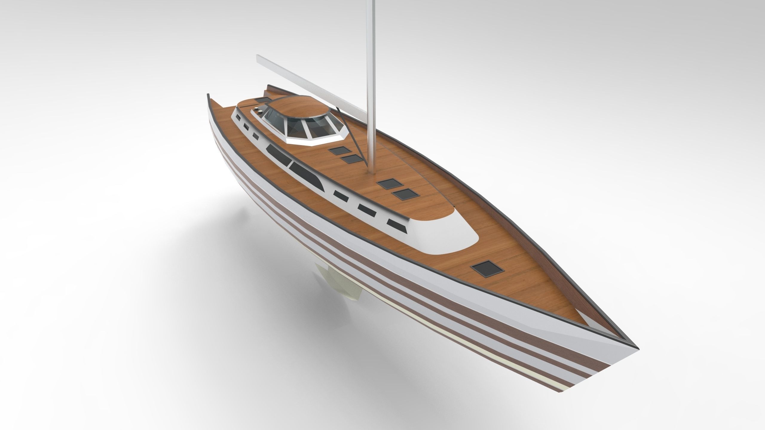 Sail boat Low-poly 3D model_3