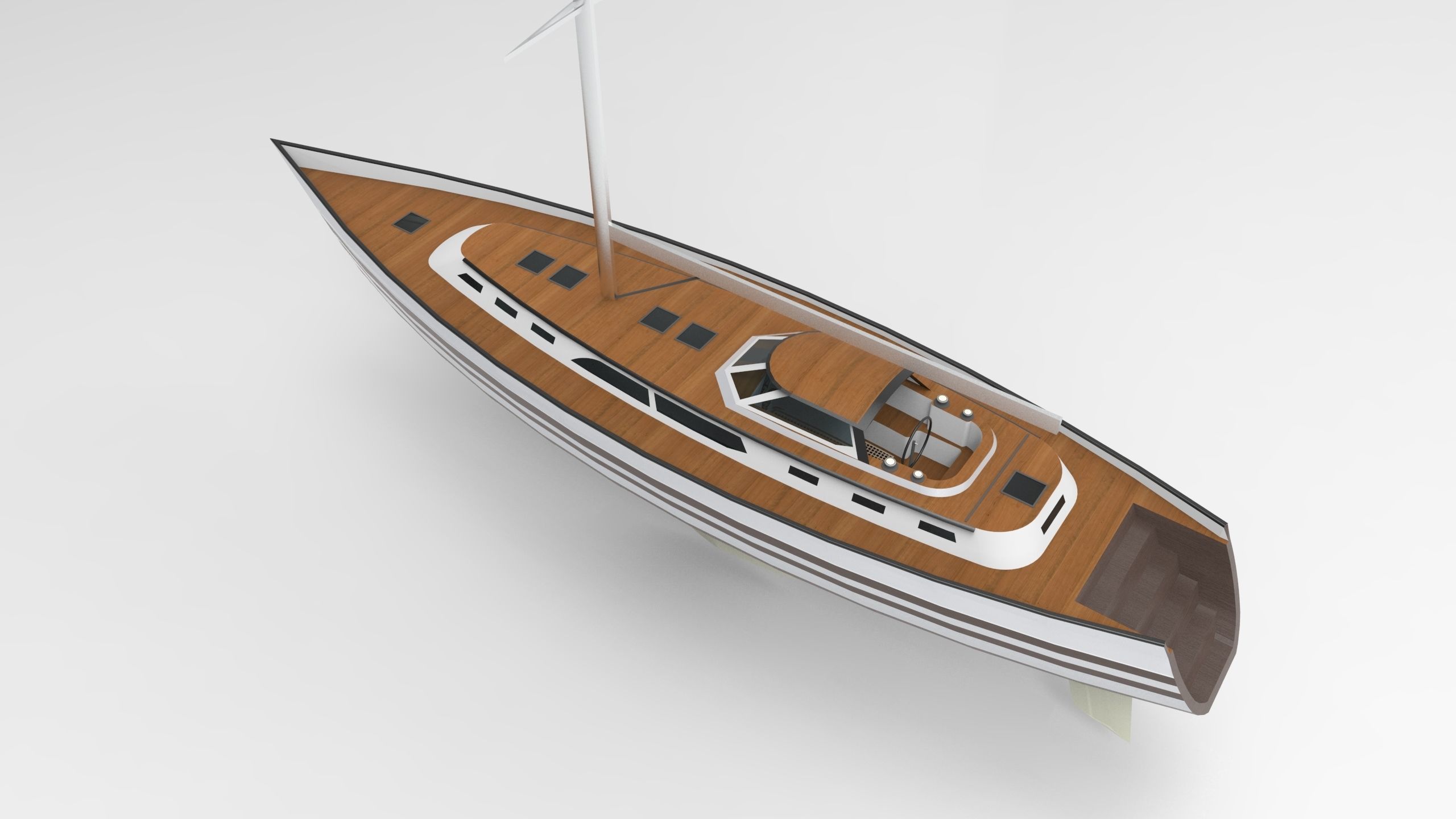 Sail boat Low-poly 3D model_7