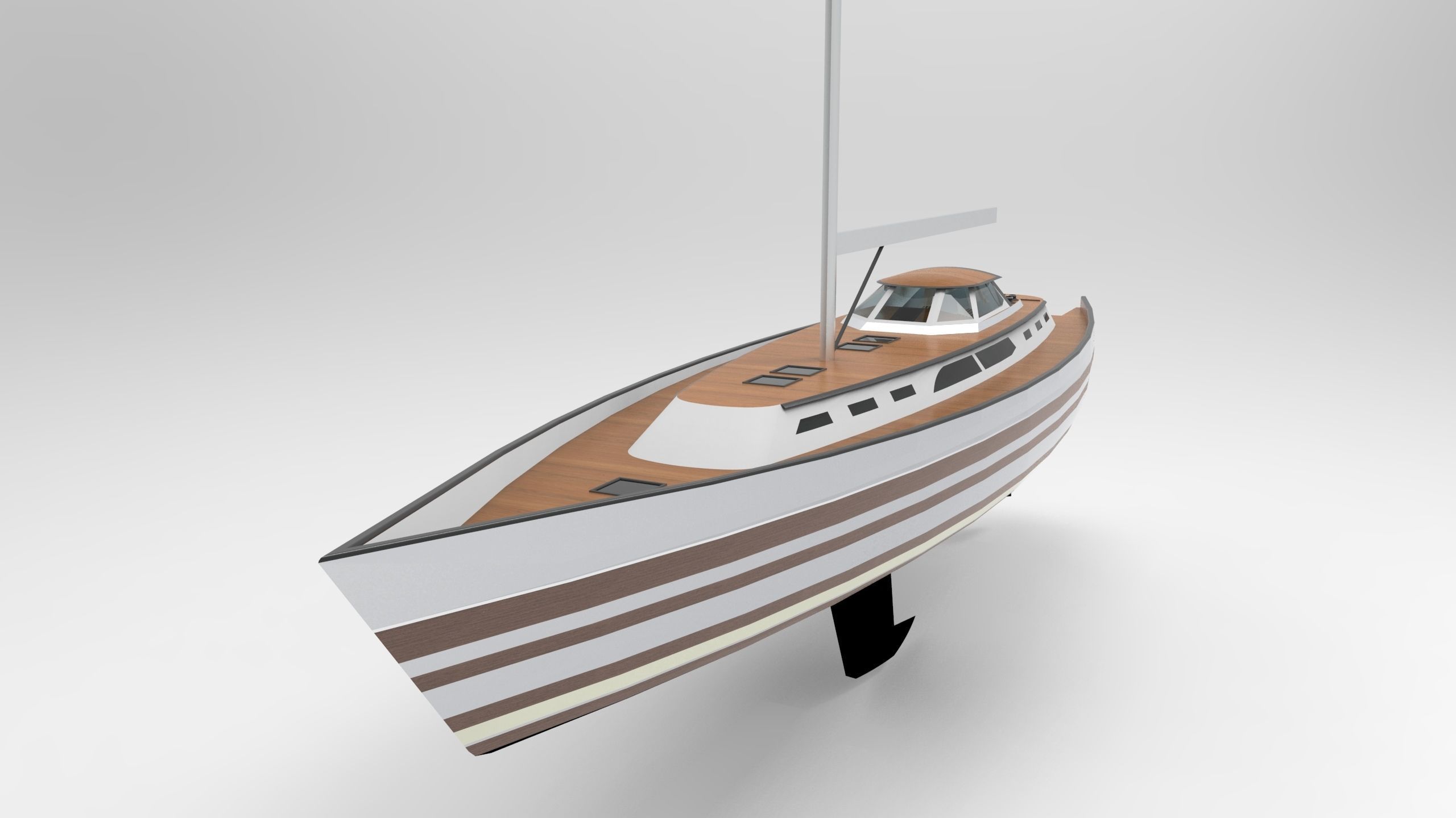 Sail boat Low-poly 3D model_1