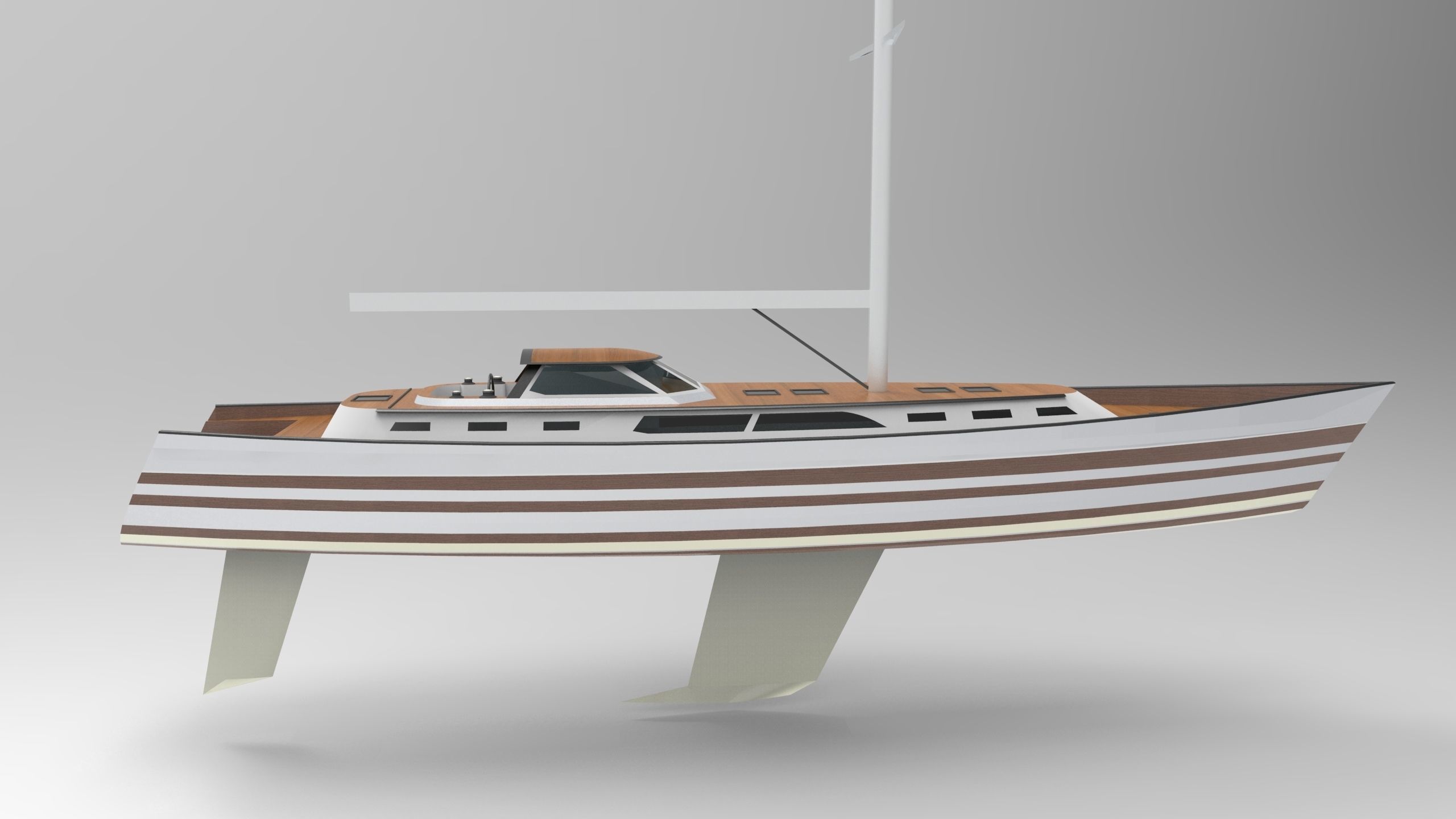 Sail boat Low-poly 3D model_2