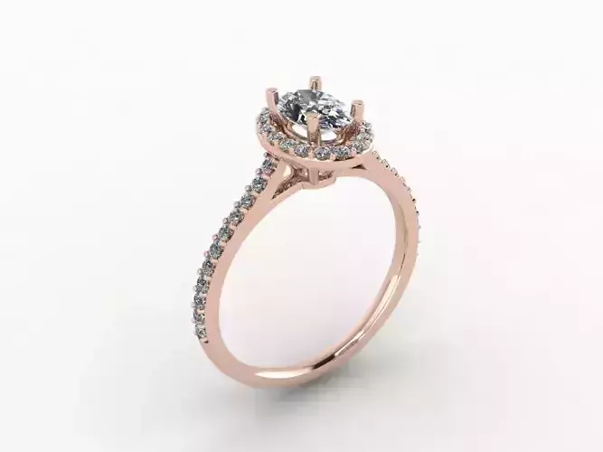 Oval Diamond Halo Engagement Ring