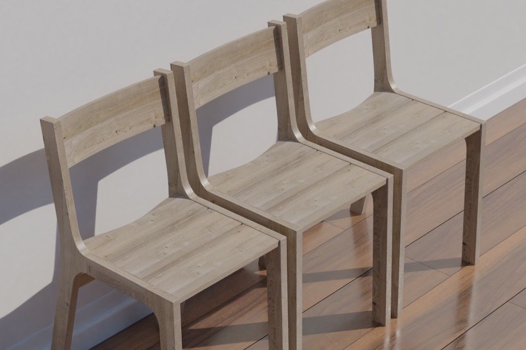 Dining Chair code STO 47 retro oak texture 3D model_3