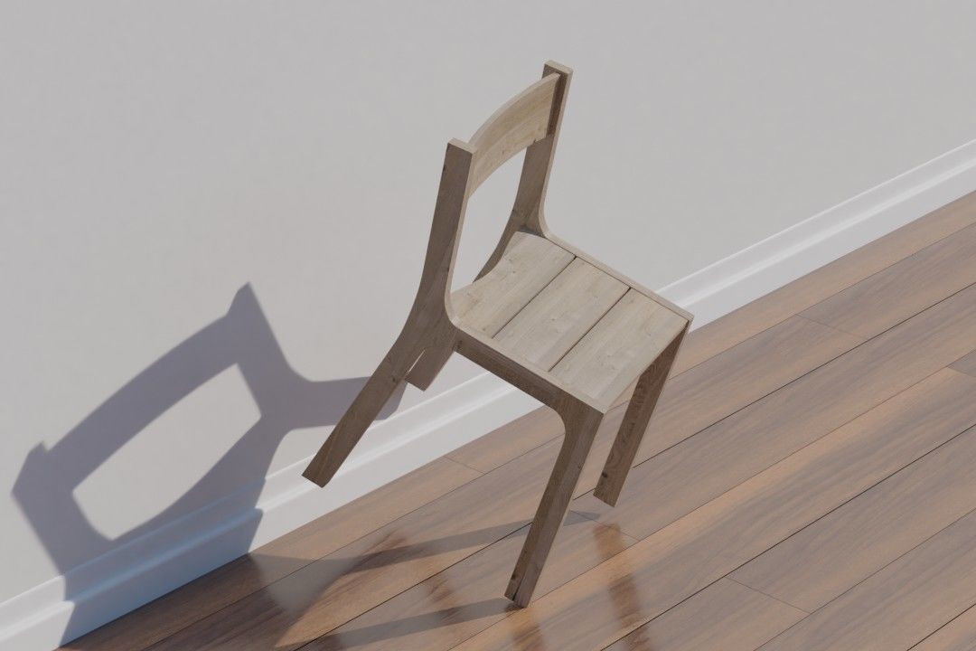 Dining Chair code STO 47 retro oak texture 3D model_2