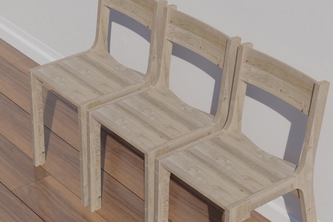 Dining Chair code STO 47 retro oak texture 3D model_4