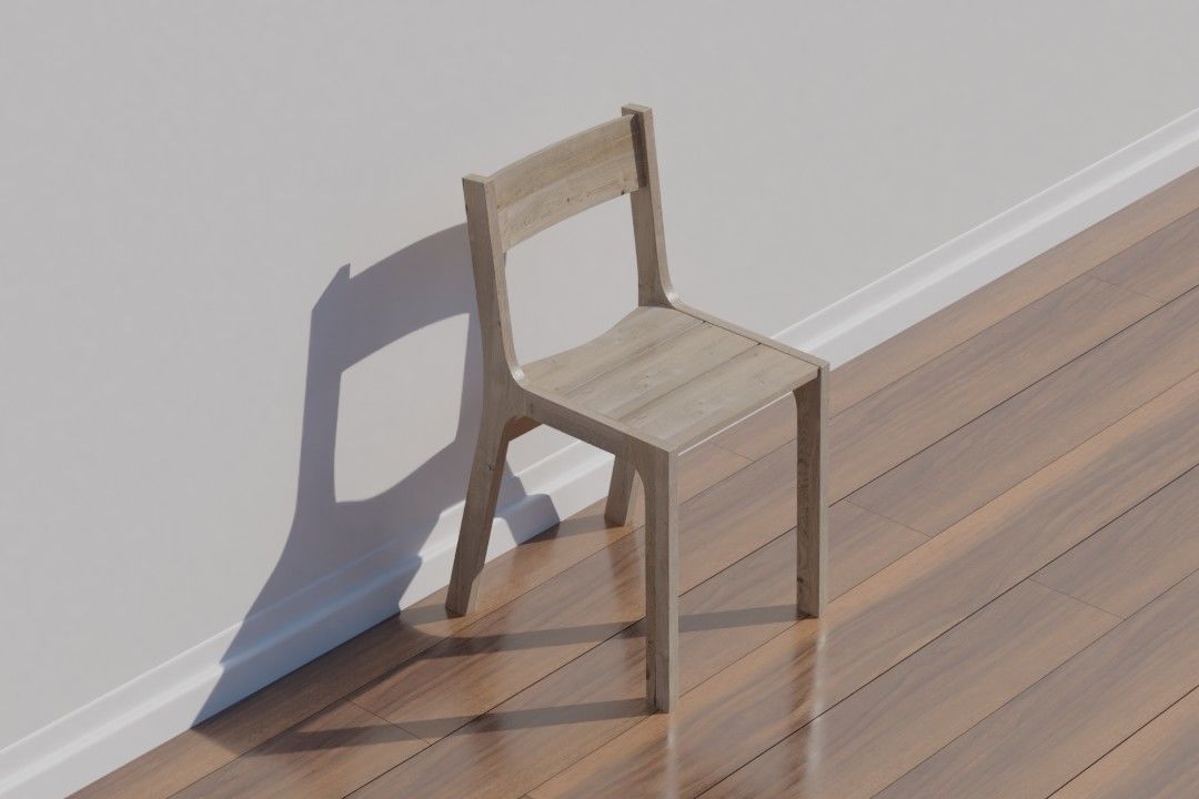 Dining Chair code STO 47 retro oak texture 3D model_1