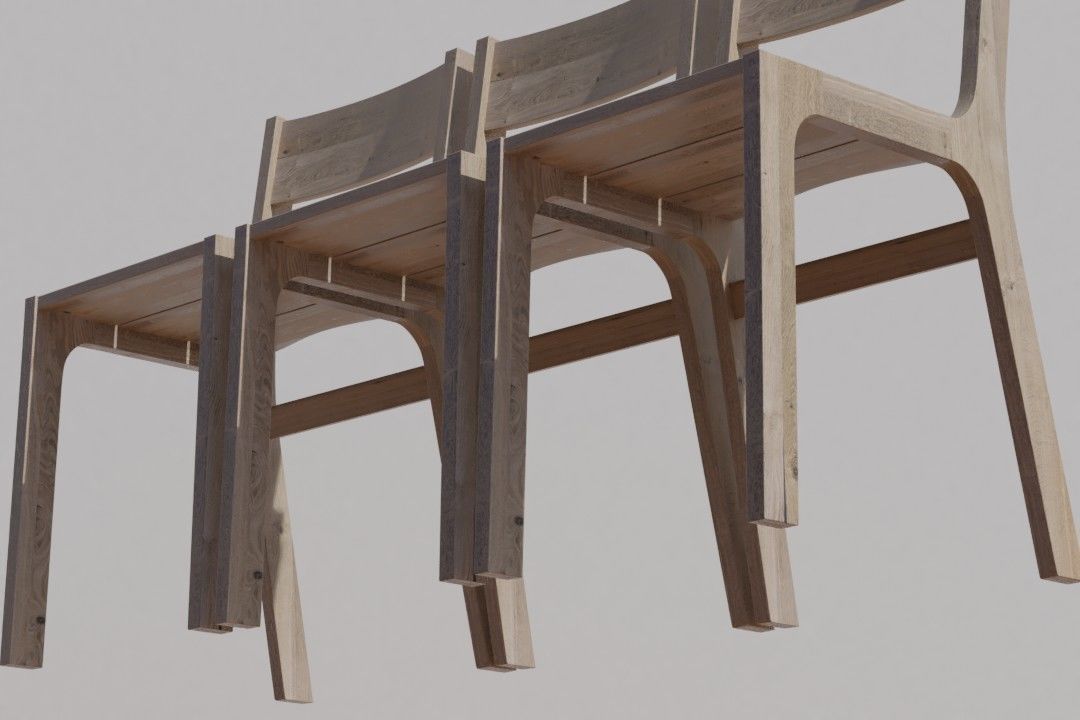 Dining Chair code STO 47 retro oak texture 3D model_6