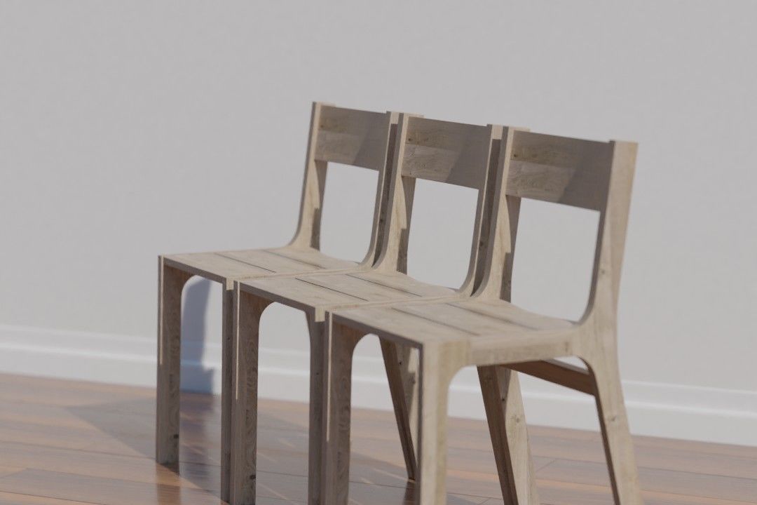 Dining Chair code STO 47 retro oak texture 3D model_5