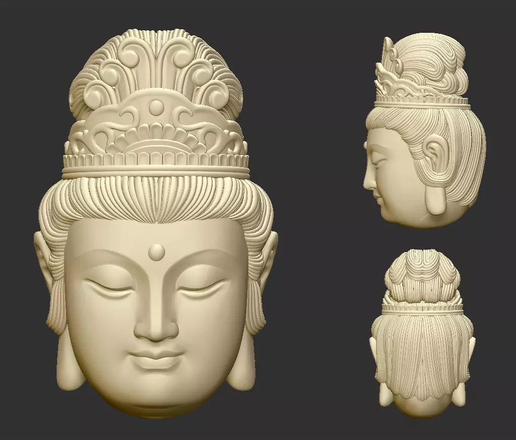 Kwanyin Bodhisattva Head 3D print model_0