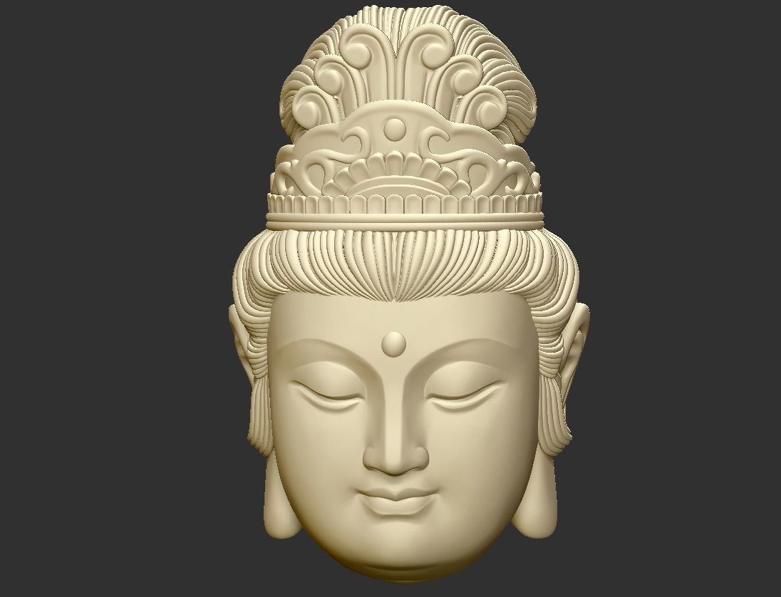 Kwanyin Bodhisattva Head 3D print model_2