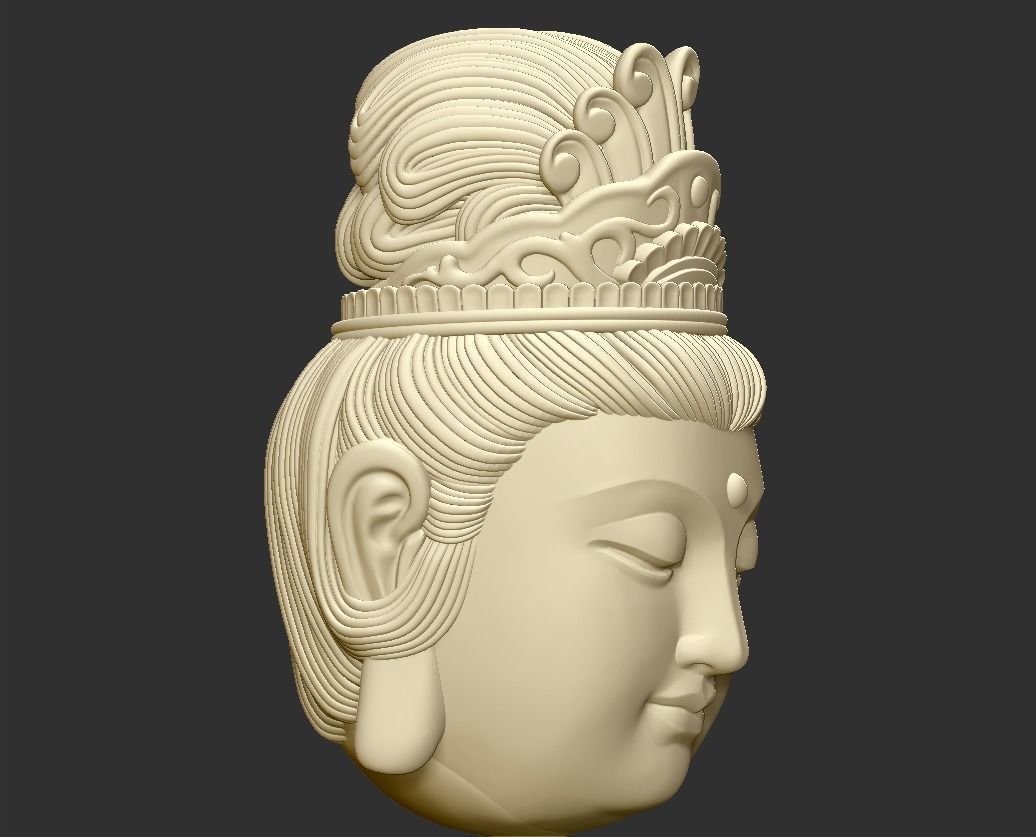 Kwanyin Bodhisattva Head 3D print model_3