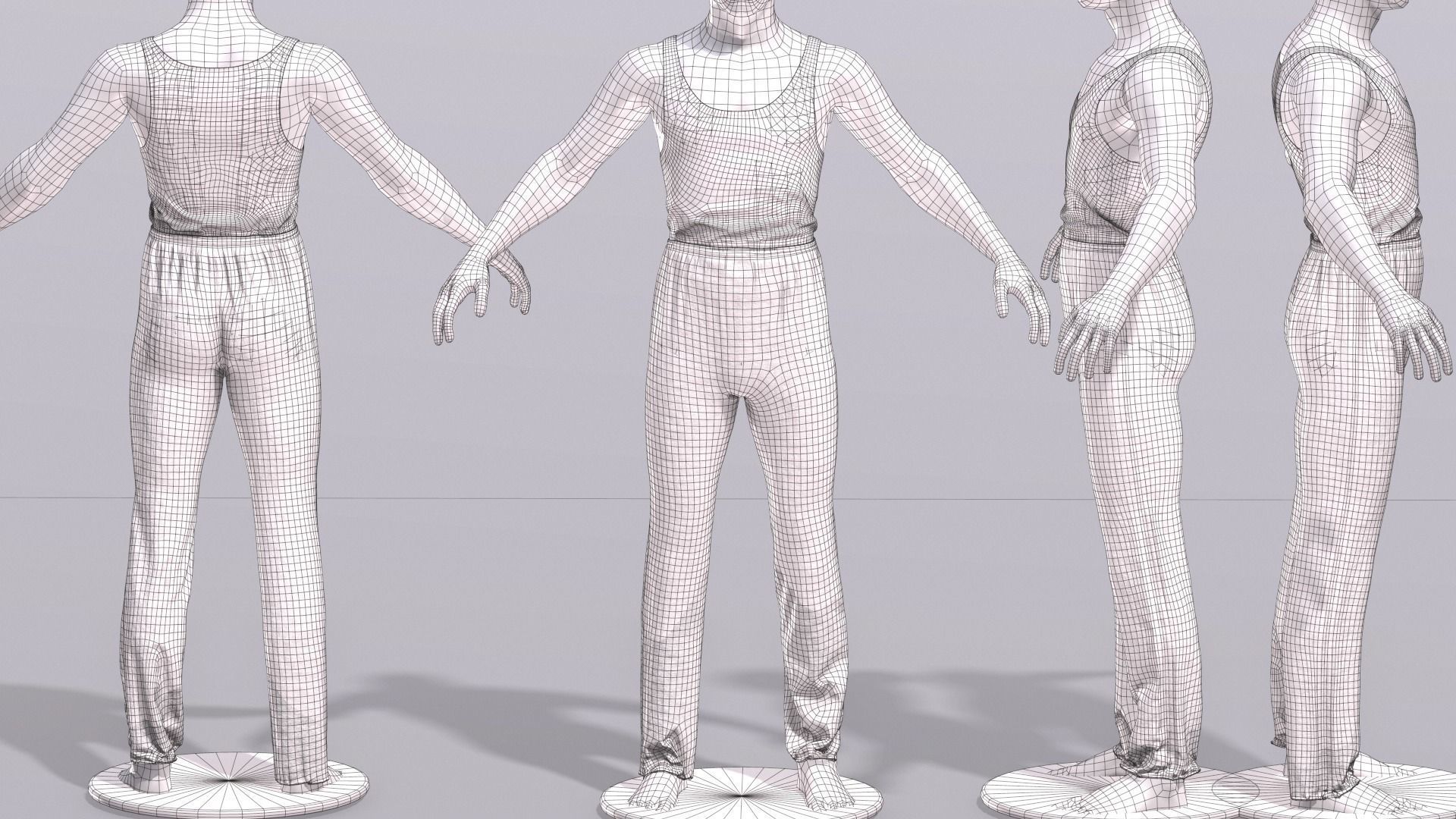 Male Clothing Low-poly 3D model_9