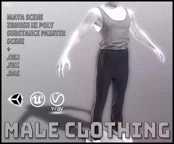 Male Clothing Low-poly 3D model