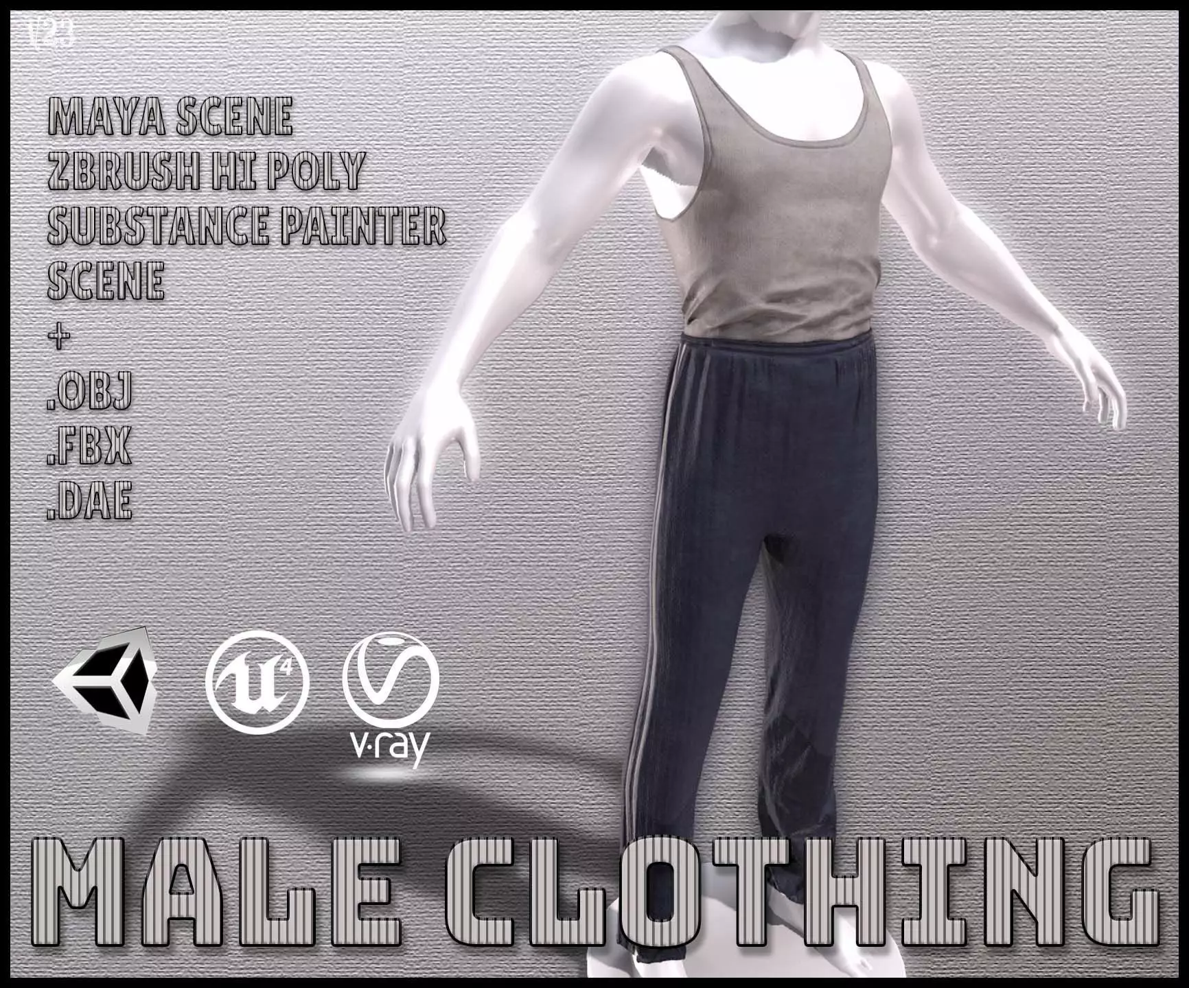 Male Clothing Low-poly 3D model_0