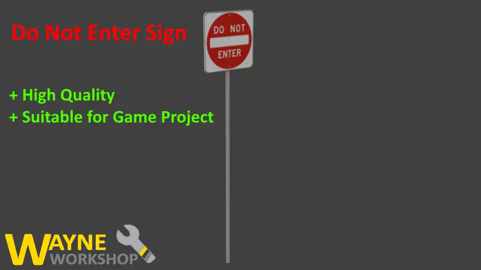 Do Not Enter Traffic Sign Low-poly 3D model_0