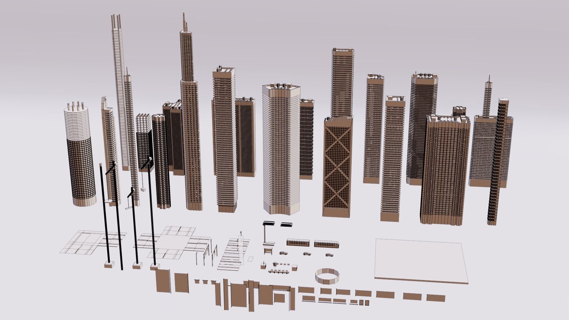 Futuristic Skyscrapers Pack 3D model_4