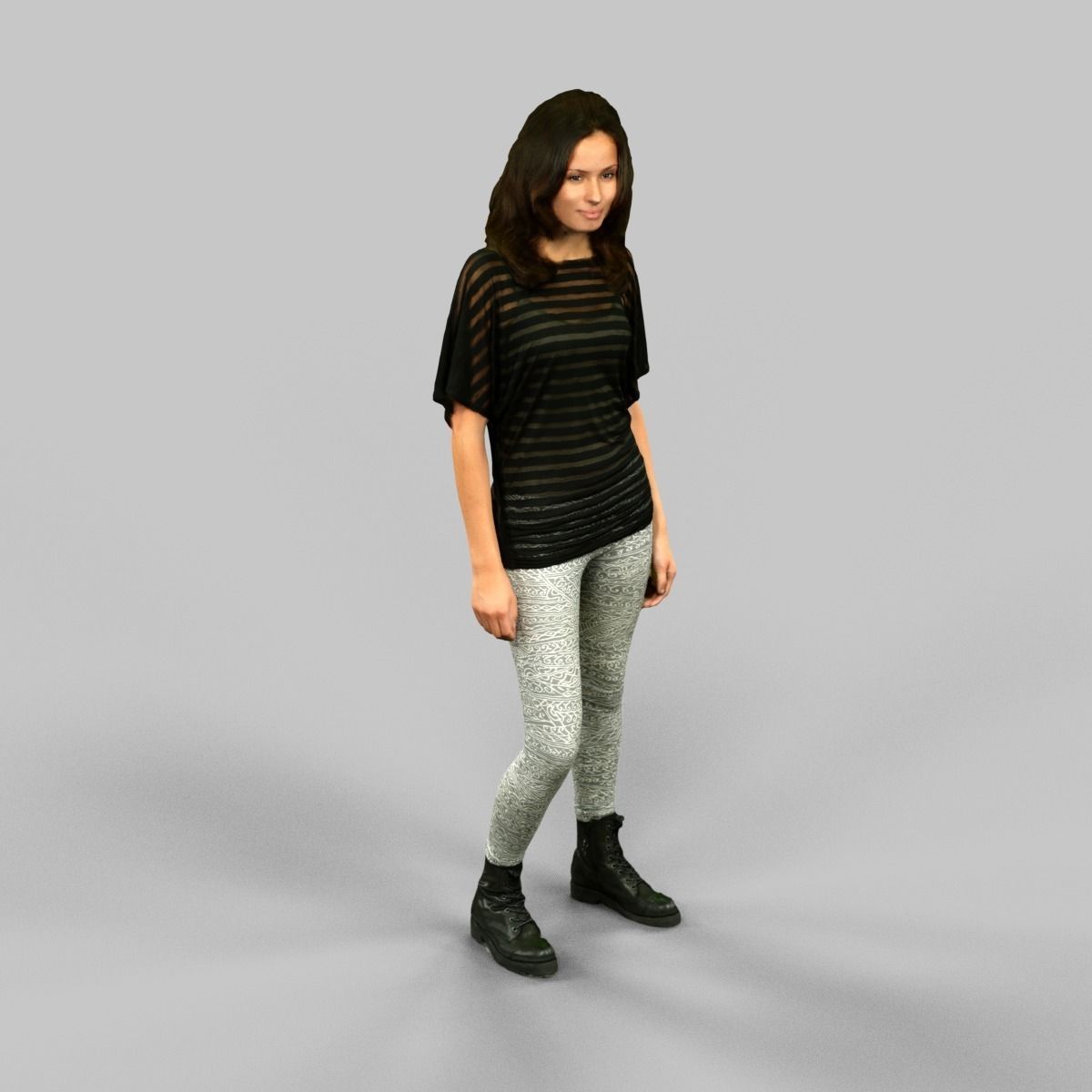 Girl in White Legging Low-poly 3D model_5