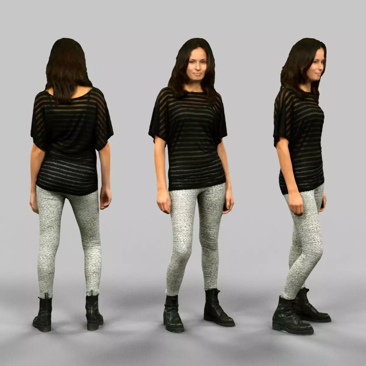 Girl in White Legging Low-poly 3D model_0