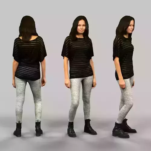 Girl in White Legging Low-poly 3D model