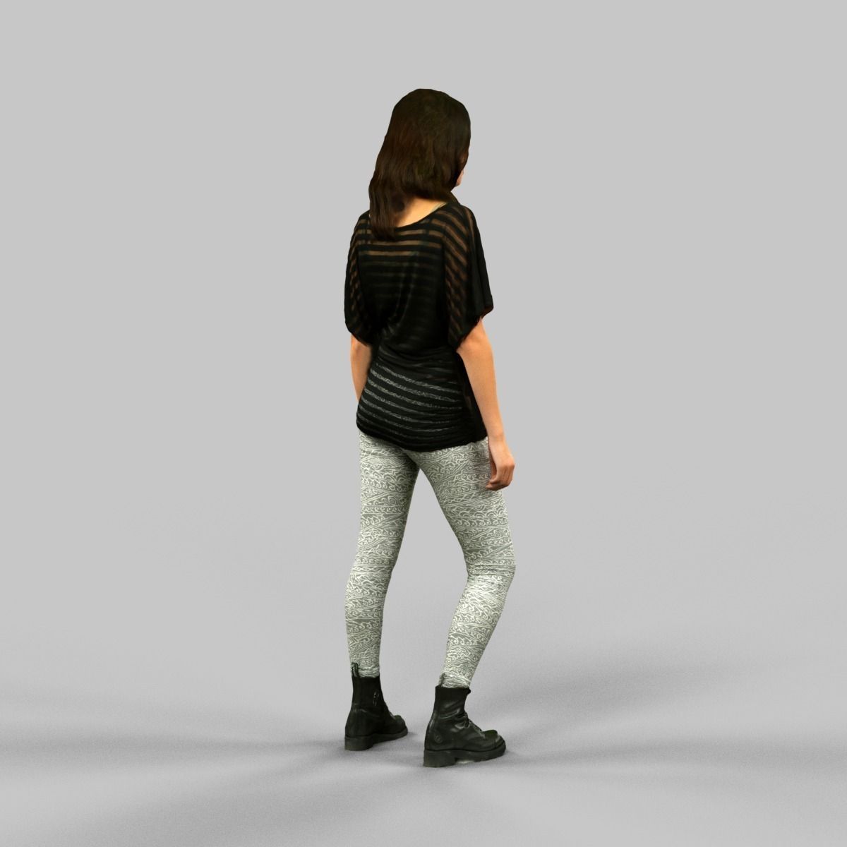 Girl in White Legging Low-poly 3D model_3