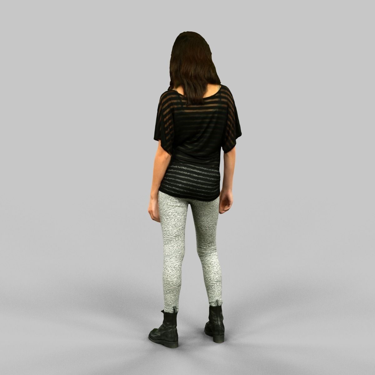 Girl in White Legging Low-poly 3D model_2
