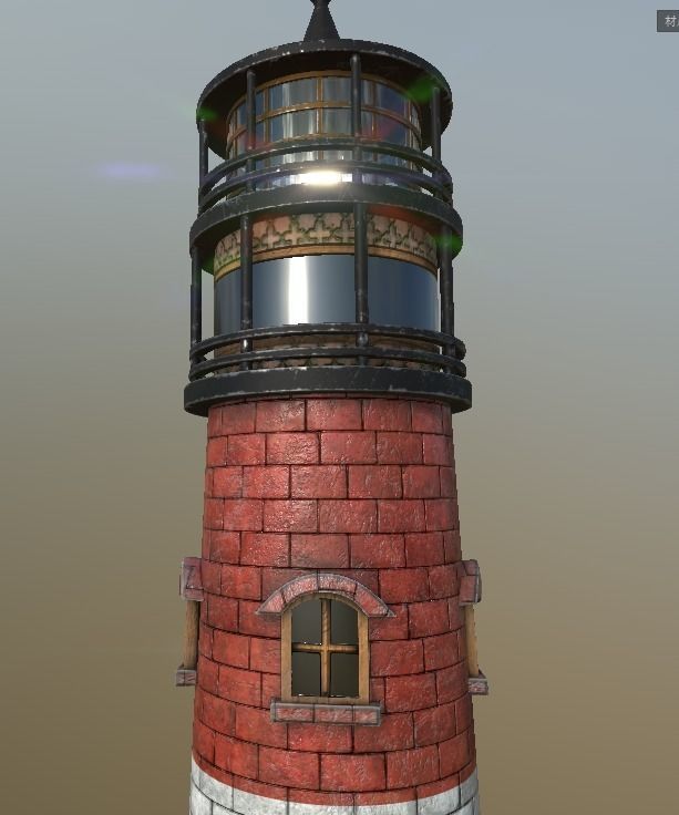 lighthouse with stripes 3D model_2