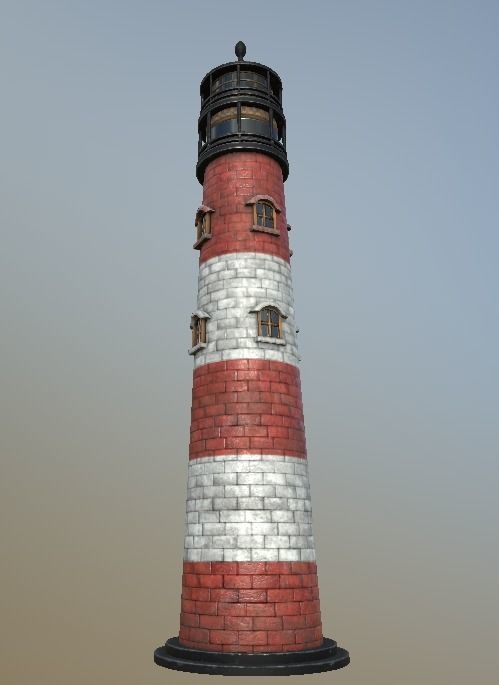 lighthouse with stripes 3D model_1