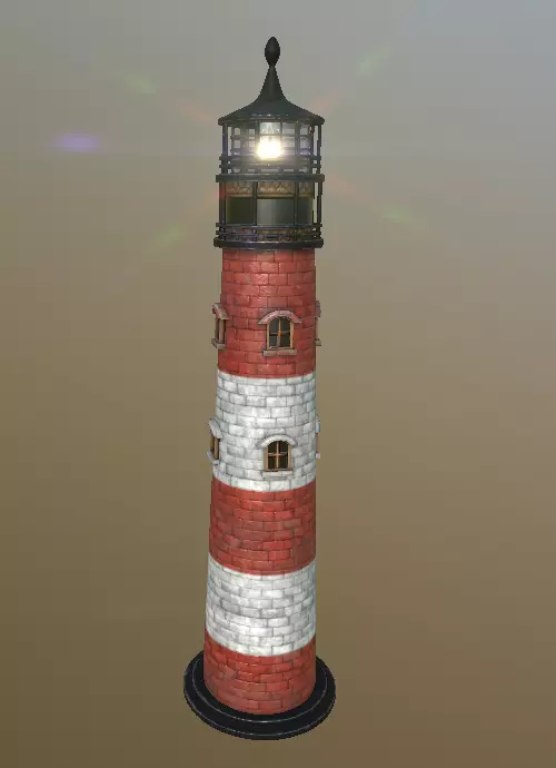 lighthouse with stripes 3D model_0