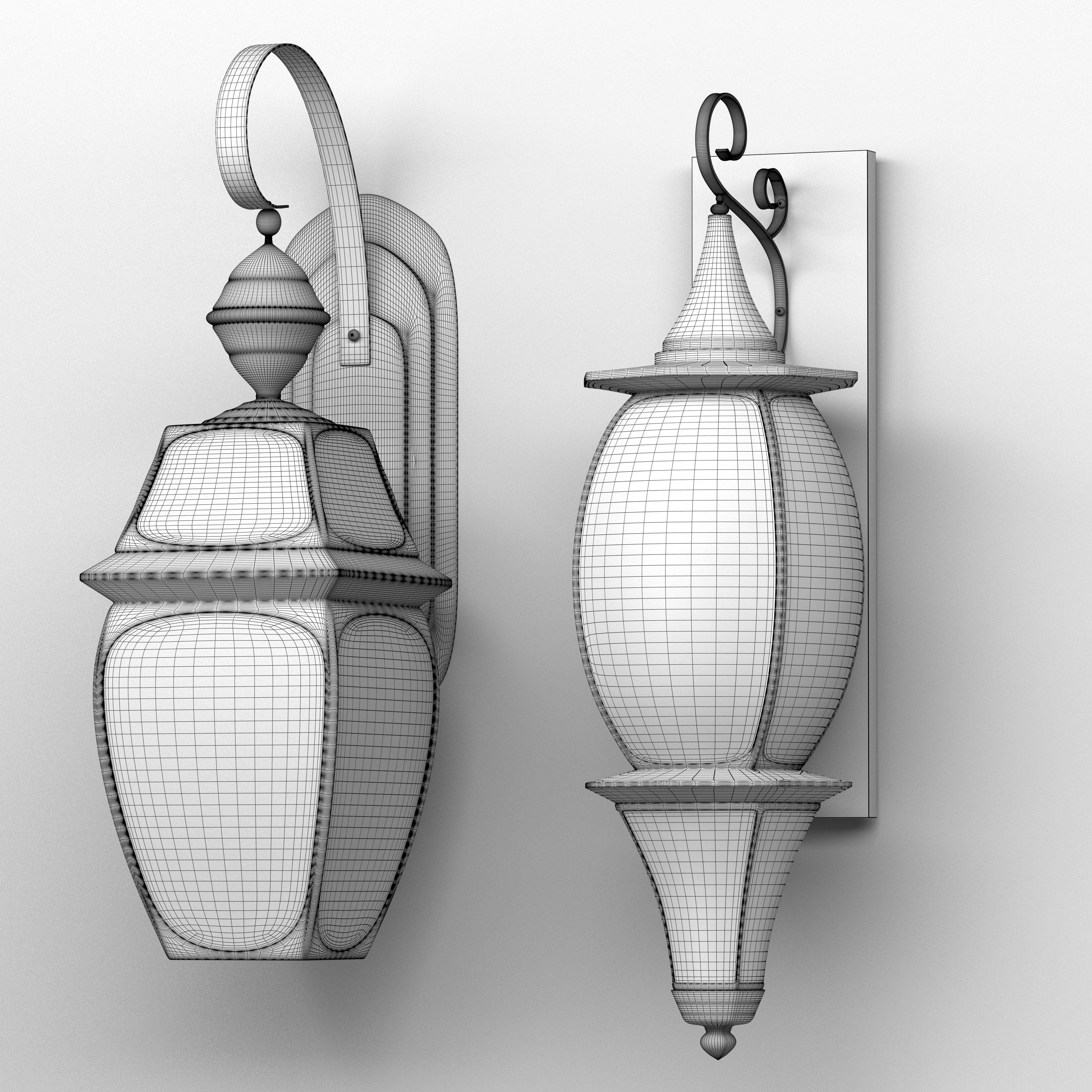 Two classic wall lights 3D model_1