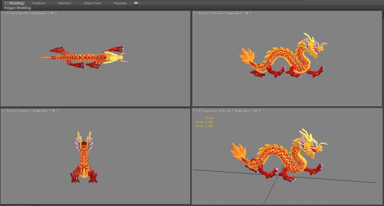 Chinese dragon lantern Low-poly 3D model_3