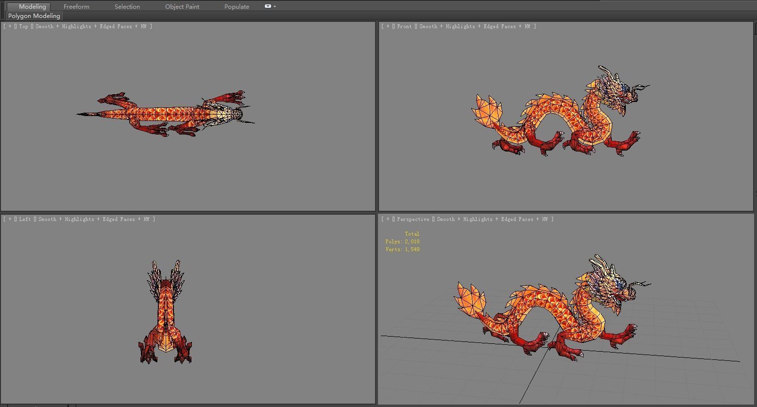 Chinese dragon lantern Low-poly 3D model_4