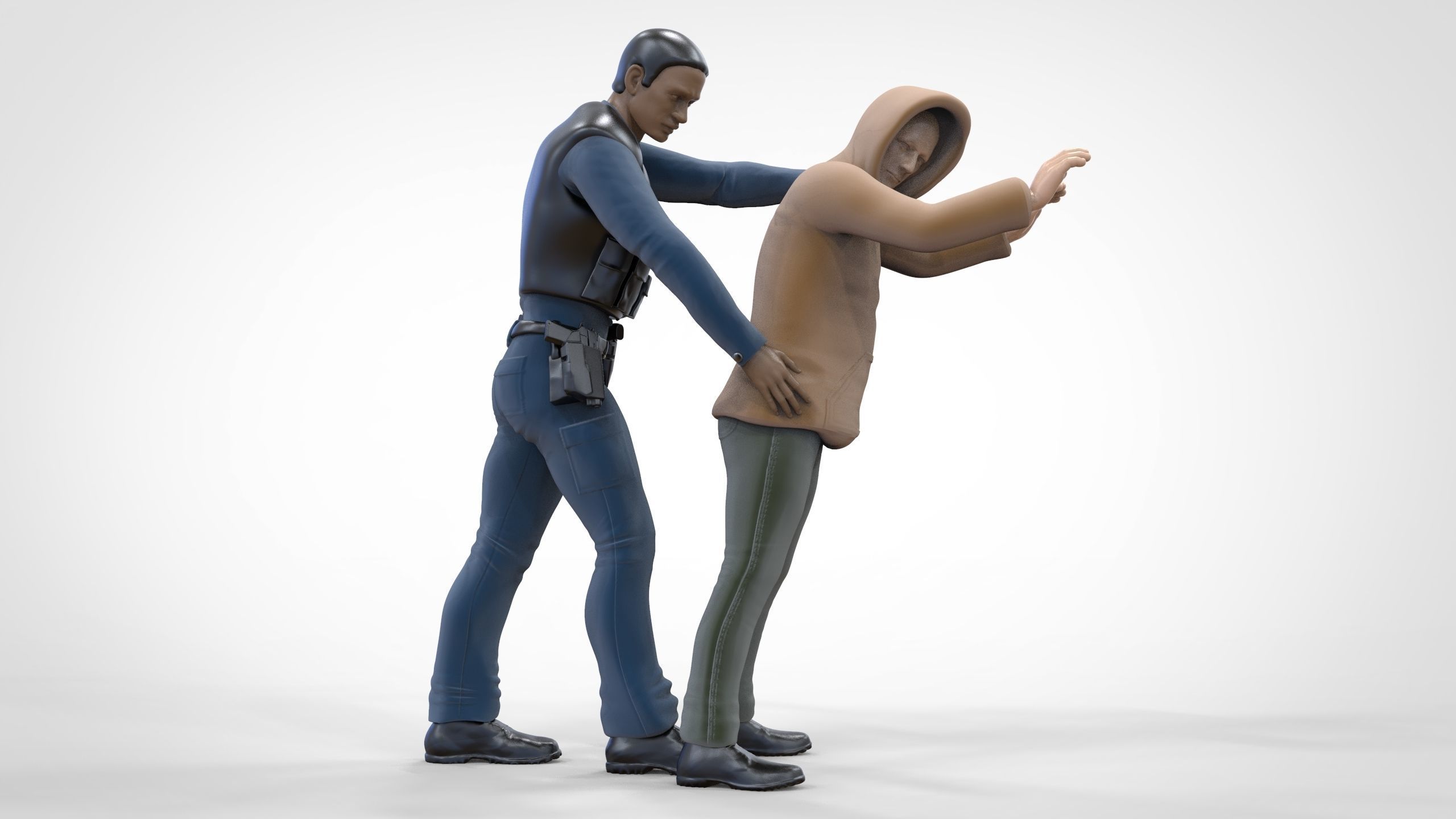 A police officer  arrested a guilty man 1 64 Miniature 3D print model_1
