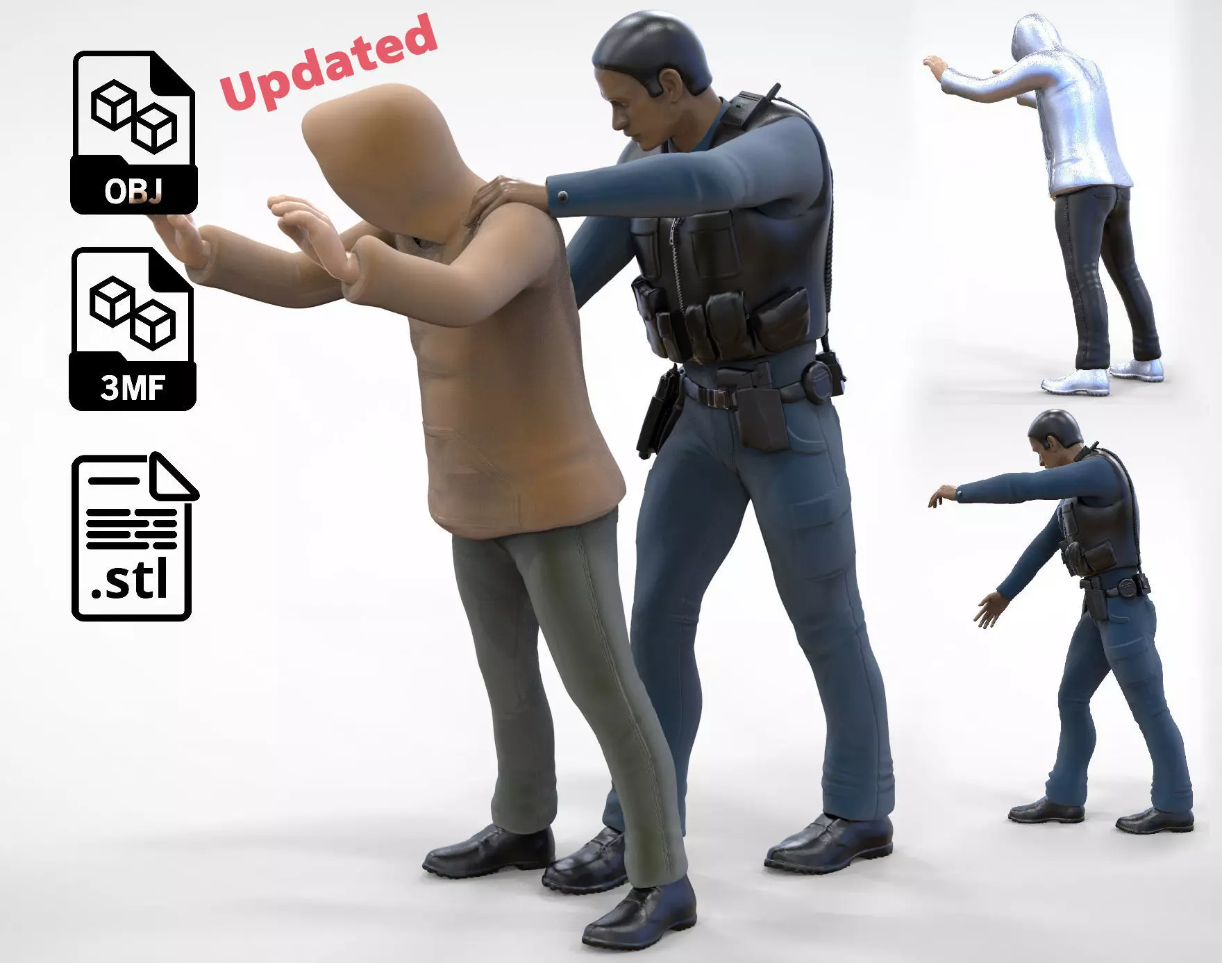 A police officer  arrested a guilty man 1 64 Miniature 3D print model_0
