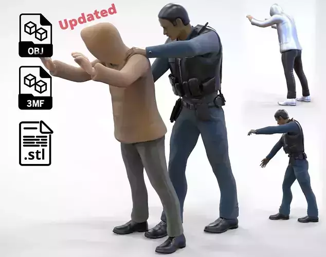A police officer  arrested a guilty man 1 64 Miniature 3D print model