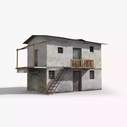 Slum b house with stairs Low-poly 3D model