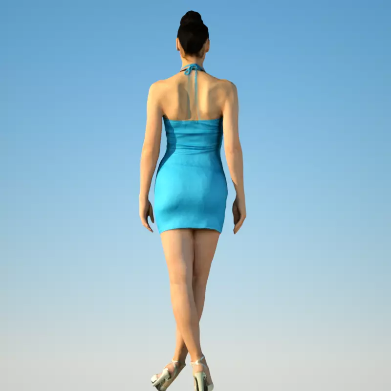 in blue Low-poly 3D model