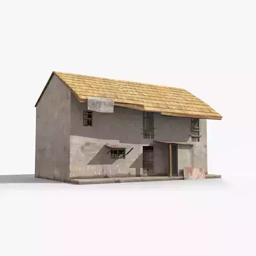 Slum c old house with roof Low-poly 3D model