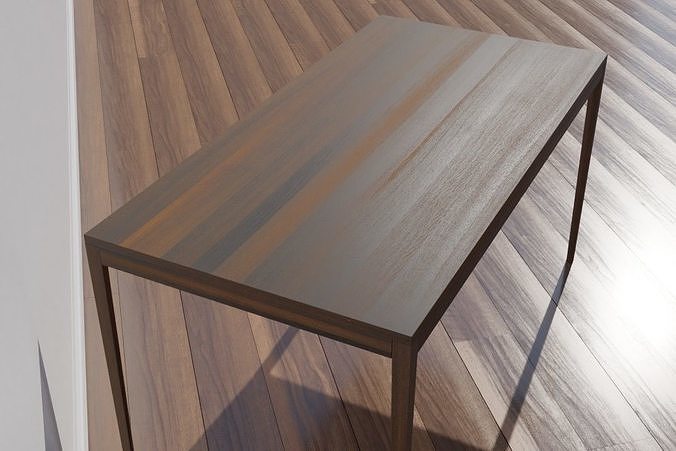 wooden desk code WAL 44 dark brown OAK wood texture 3D model