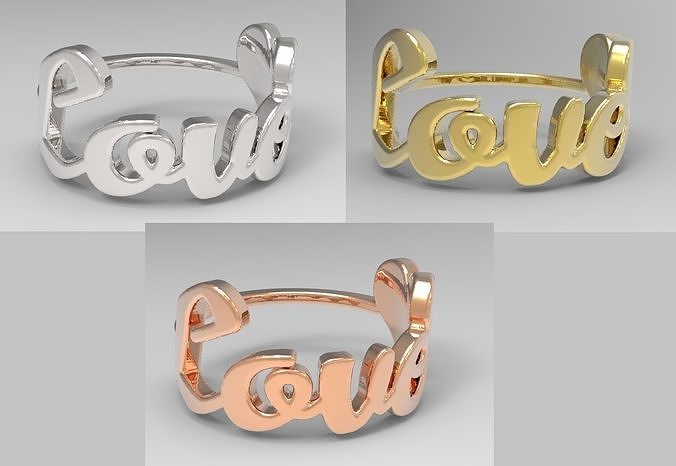 Love letters ring with a heart 3D print model