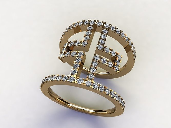 ring micro setting with plus motif 3D print model