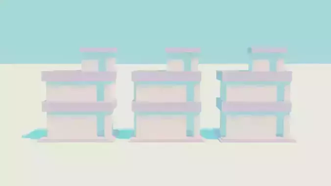 BUILDINGS three in middle of beach