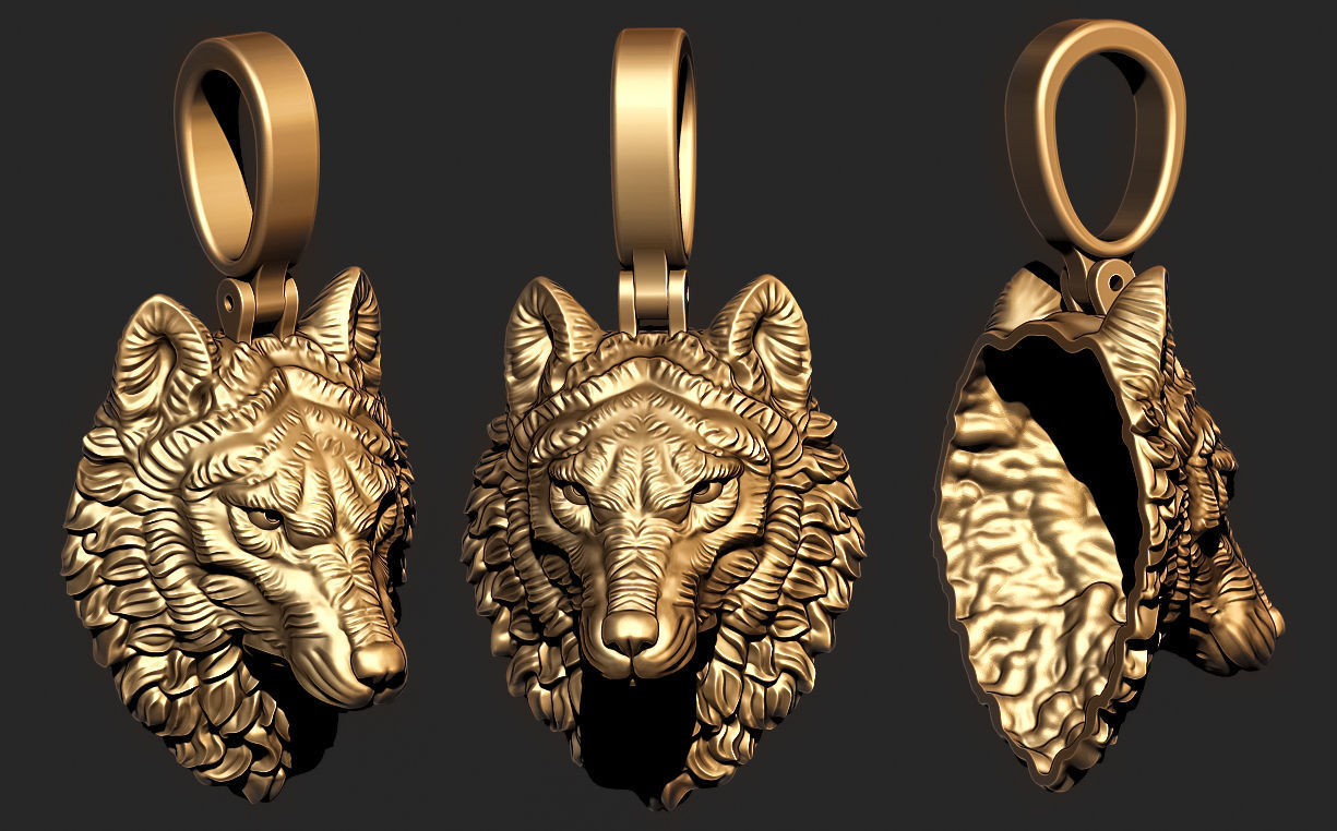 pendant wolf v1 3D print model_0